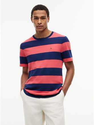 Tommy Hilfiger Mens Rugby Stripe T-Shirt - Red - XXXL