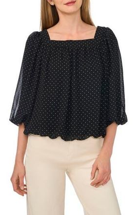 CeCe by Cynthia Steffe Square Neck Bubble Top in Black/ivory at Nordstrom Rack, Size Medium
