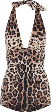 Dolce & Gabbana Badeanzug aus Stretch-Nylon mit Leopardenmuster