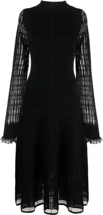 3.1 Phillip Lim high-neck flared midi dress - women - Polyester/Viscose - M - Black