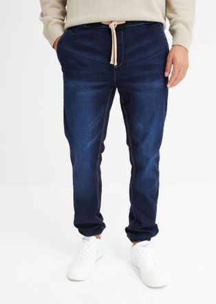 Bonprix Jogg Pants BONPRIX, Herren, Gr. 50, N-Gr, blau (dunkelblau denim), Denim/Jeans, Obermaterial: 95% Baumwolle, 4% Polyester, 1% Elasthan, unifarben, reg