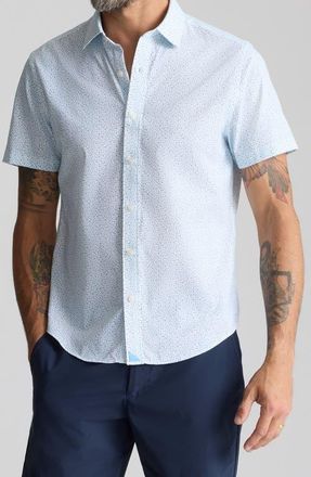 UNTUCKit Brookstone Dandelion Print Short Sleeve Performance Button-Up Shirt in Blue at Nordstrom, Size X-Large