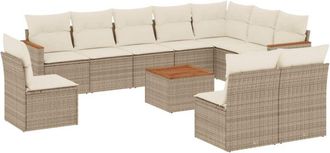 vidaXL Set De Sof&aacute;s De Jard&iacute;n 11pzas Con Cojines Rat&aacute;n Sint&eacute;tico Beige Vidaxl