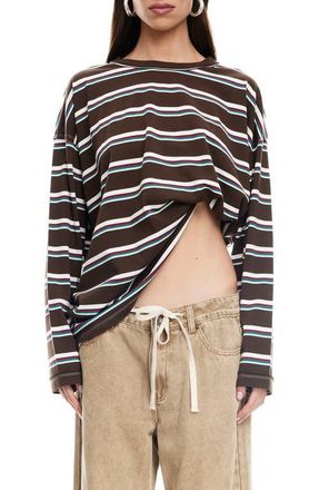 Lioness Horizon Stripe Top in Dark Chocolate at Nordstrom, Size X-Large