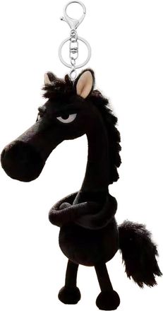 Generic Decorative Animal Keychain, Cartoon Bag Charm, 7.87 Inches Horse Keyring with Angry Face, Short Plush Backpack Accessories, Cute Keychain with Soft De