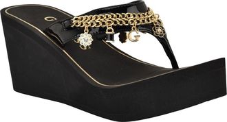 Guess Sutton Platform Wedge Sandal in Black at Nordstrom, Size 10