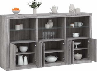 vidaXL Vidaxl - Aparador Con Luces Led Gris Sonoma 181,5x37x100 Cm