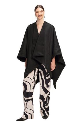 Diarrablu Double-Layered Wrap Cape Noir in Solid Black at Nordstrom