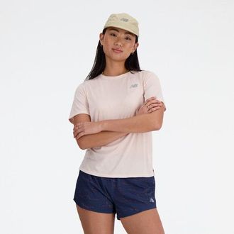 New Balance Mujer Athletics T-Shirt en Rosa, Poly Knit, Talla XS