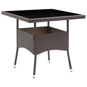 Berkfield Home Garden Dining Table Brown Poly Rattan