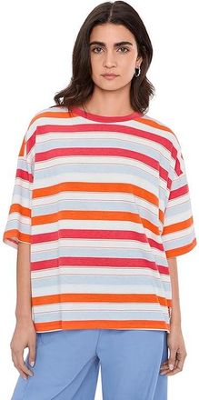 Free People Movement Stripe Tackle T-Shirts Womens Clothing Poolside Grapefruit : LG (Womens 12-14), Cotton/Elastane
