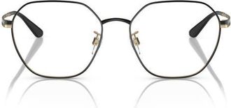 Emporio Armani 55mm Round Optical Glasses in Shiny Black /Demo Lens at Nordstrom