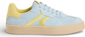 Tamaris Tamaris dames sneakers van blauw leer met gele strepen