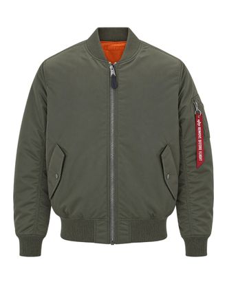 Alpha Industries Sage Green Ribbed Trim Padded Bomber Jacket