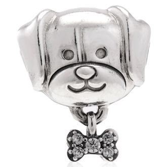 Pandora Dog Sterling Silver Charm With Clear Cubic Zirconia