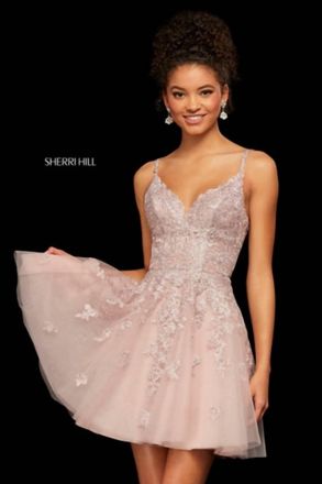Sherri Hill Metallic Lace And Tulle A-Line Cocktail Dress In Ivory