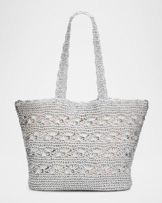 BTB Los Angeles Hayes Metallic Crochet Tote Bag