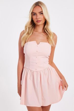 Quiz Bengaline Bardot Mini Dress in Baby Pink at Nordstrom, Size 10