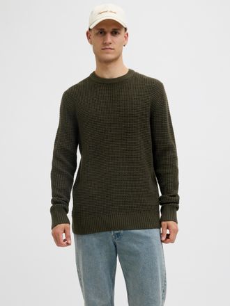 Jack & Jones Strickpullover JACK & JONES JJGLOBAL KNIT CREW NECK, Herren, Gr. L, rosin, Strick, Obermaterial: 67% Polyacryl, 33% Baumwolle, unifarben, regular fit,
