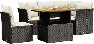 vidaXL Vidaxl - Set De Muebles De Jard&iacute;n 5 Pzas Y Cojines Rat&aacute;n Sint&eacute;tico Negro