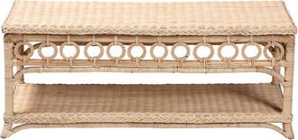 Baxton Studio Oxford Braided Rattan Coffee Table With Open Shelf
