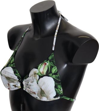 Dolce & Gabbana Multicolor Floral Print Halter Swimwear Bikini Womens Top