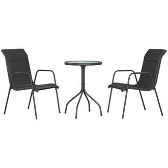 vidaXL Juego De Comedor Para Jard&iacute;n 3 Piezas Acero Negro Vidaxl