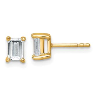 Diamond2Deal 14k Gold 1 ctw Lab Grown Diamond Emerald Stud Earrings