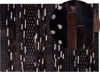 Beliani Beliani - Alfombra De Piel Marr&oacute;n Con Hilo De Lana 160 X 230 Cm Patchwork R&uacute;stico Akseki