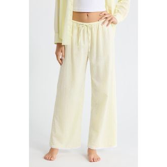 Open Edit Seersucker Sleep Pants in White- Yellow Hickory Stripe at Nordstrom, Size X-Small
