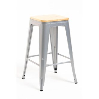 Regalos Miguel Regalos Miguel - Taburetes Bajos - Taburete Torix Bajo Madera Natural - Gris Metalizado