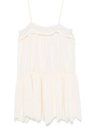 Chlo&eacute; lace-trim mini dress - women - Silk - 38 - Neutrals