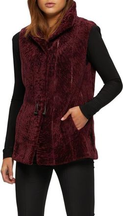 Gorski Genuine Shearling Hooded Vest Reversible To Taffeta in Merlot/black at Nordstrom, Size X-Small
