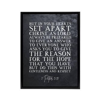 Artery8 Peter 3 15 Set Apart Christ As Bible Quote Framed Canvas Wall Art Print in Grey | Size: W24 x H32