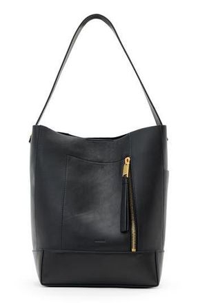 AllSaints Alba Leather Hobo Bag in Black Leather at Nordstrom Rack