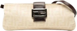 Fendi Pre-owned Shoulder Bags, female, Beige, Size: ONE SIZE Pre-owned Canvas Crossbody Bag