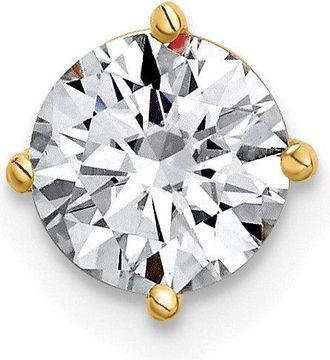 Diamond2Deal 14k Yellow Gold 1ct. 6.5mm Round Moissanite Solitaire Chain Slide Pendant