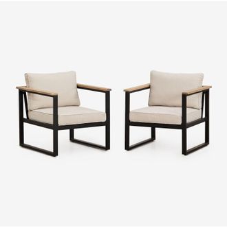 Sklum Sklum - Pack De 2 Sillones En Aluminio Y Madera De Acacia Lipov