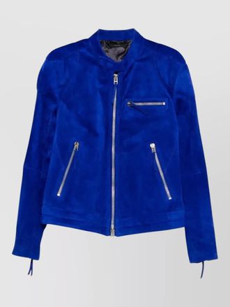 Tom Ford cashmere suede biker jacket stand collar