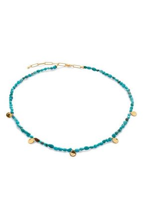 Monica Vinader Turquoise Bead Necklace in 18Ct Gold Vermeil /Turquoise at Nordstrom
