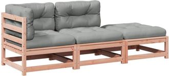 vidaXL Set De Sof&aacute;s Jard&iacute;n 3 Pzas Con Cojines Madera Abeto Douglas Vidaxl