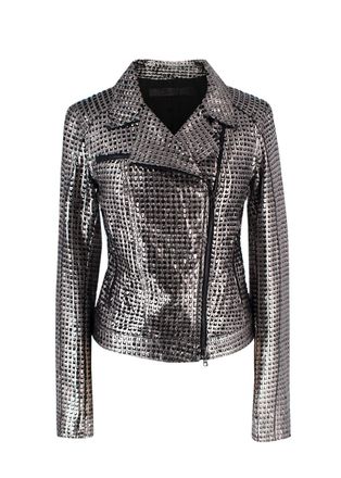 Drome Drome Silver Perforated Biker Jacket Size S