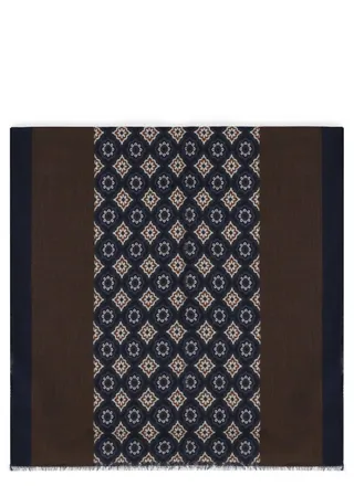 Altea Navy Blue Wool Geometric Scarf