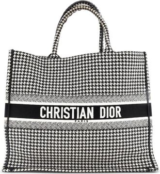 Dior Book Houndstooth Canvas Large tote bag - Zwart