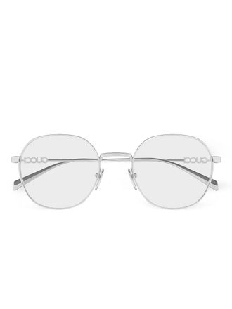 Gucci logo round-frame glasses - women - Metal - 51 - Silver