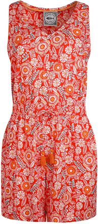 Weird Fish Dames/Dames Mare Gedrukt Playsuit (Tango rood)