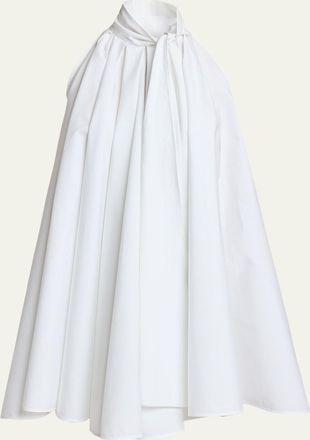 Givenchy Sleeveless Bow-Neck Pleated Poplin Mini Dress