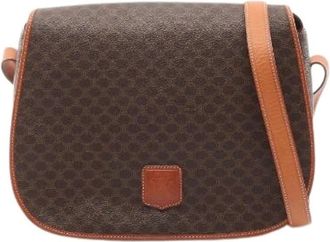 Celine Pre-owned Cross Body Bags, female, Brown, Size: ONE SIZE Pre-owned Macadam Coated Canvas Shoulder Bag