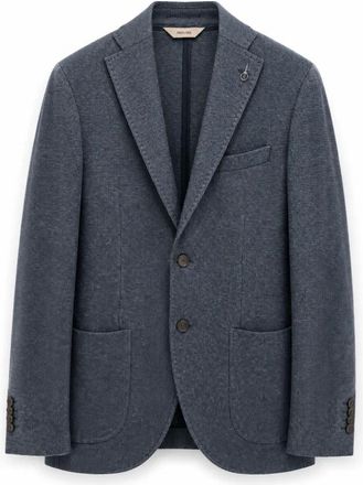 Paoloni Giacca in jersey sfoderata - Heren - Blazers - Blauw - 2XL - Wol - Jassen