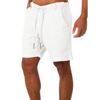 Generic Mens Cotton Linen Shorts Casual Classic Short Pants Elastic Waist Drawstring Summer Beach Bodybuilding Shorts Lightweight Relaxed Fit Boardshorts with